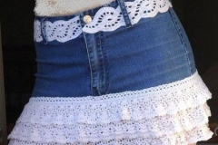 Saia jeans com babados
