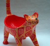 Decoração: Vasilha (bowl) gato feita de papel machê