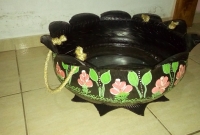 Vaso com alças de corda